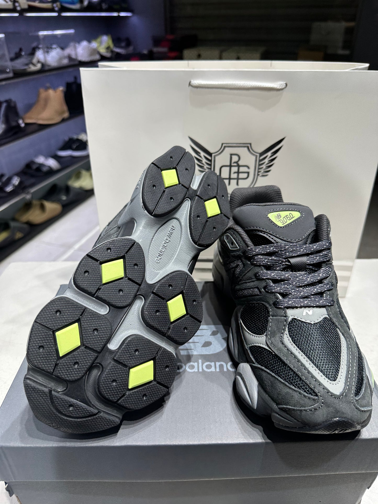 New Balance 9060 Black Cement Dry Lime