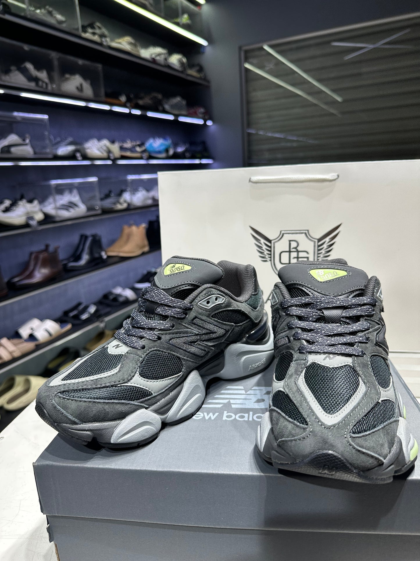 New Balance 9060 Black Cement Dry Lime